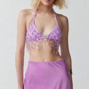 Urban Outfitter Festival Beaded Unicorn Mermaid purple Bralette NWT